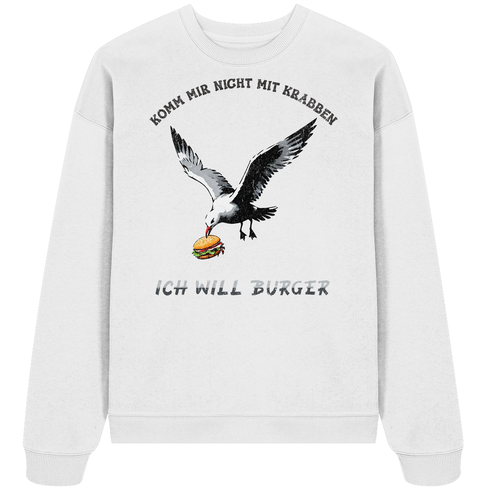 Freche Möwe will Burger statt Krabben - Unisex Bio Pullover - Kiebitzdelle