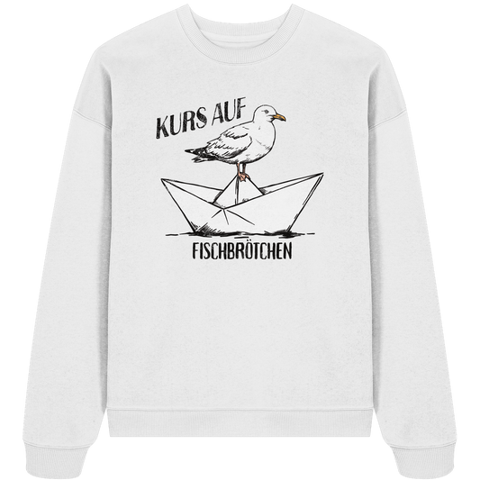 Kurs auf Fischbrötchen Papierschiff Möwe - Unisex Bio Pullover