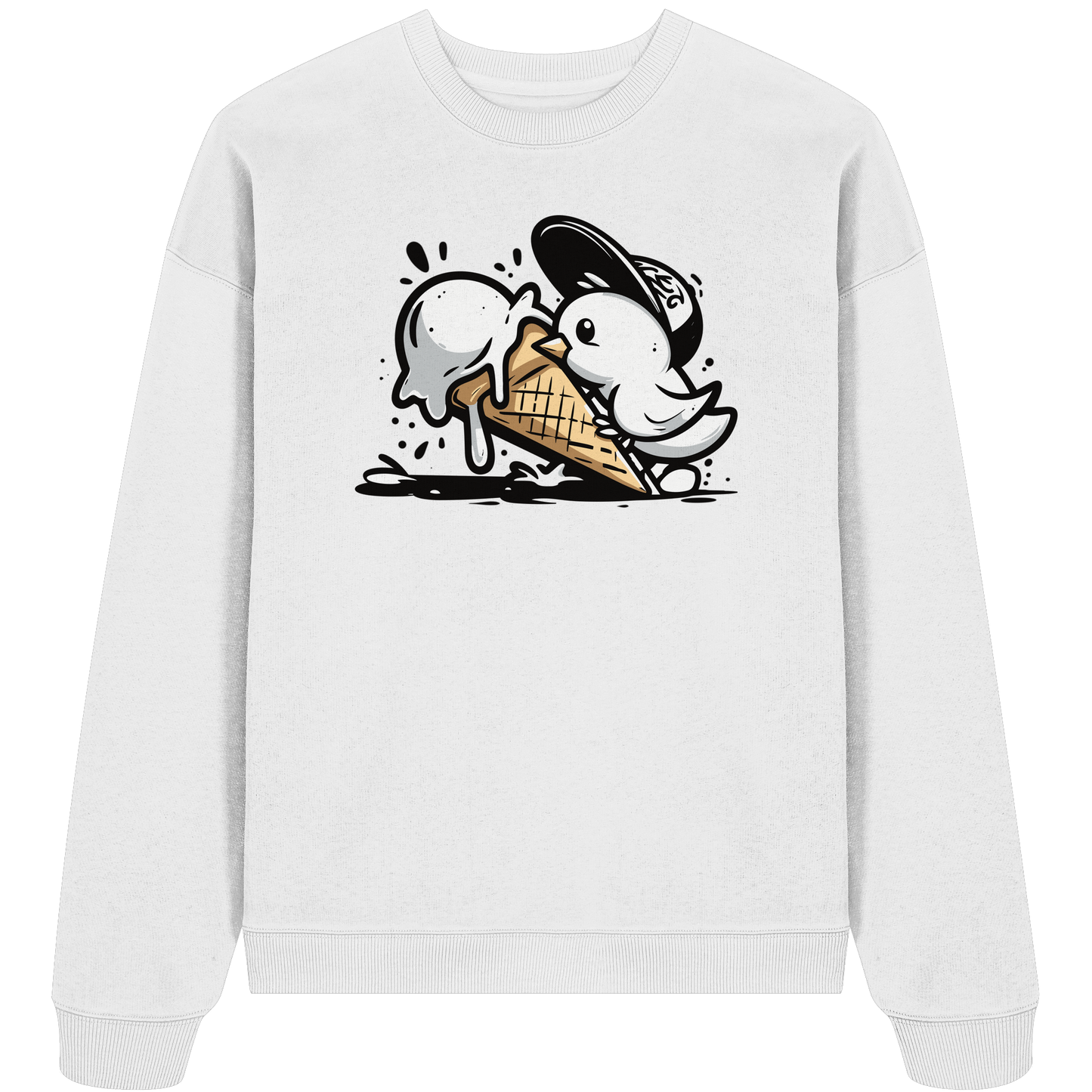 Möwe Küken mit Eis Street Art - Unisex Bio Pullover