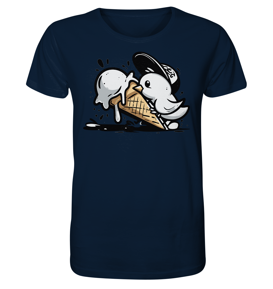 Möwe Küken mit Eis Street Art - Herren Premium Bio Shirt - Kiebitzdelle