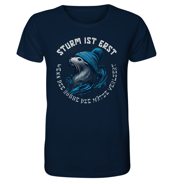 Sturm ist erst wenn die Robbe die Mütze verliert - Herren Premium Bio Shirt - Kiebitzdelle
