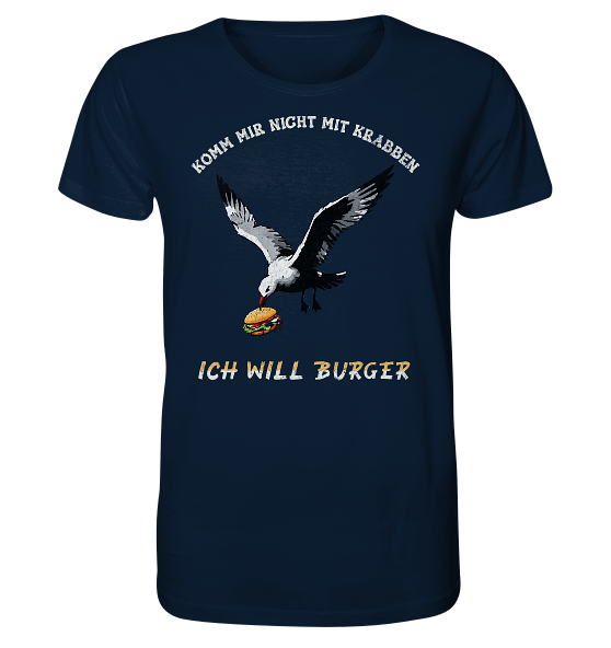 Freche Möwe will Burger statt Krabben - Herren Premium Bio Shirt - Kiebitzdelle