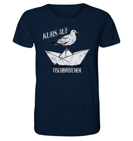 Kurs auf Fischbrötchen Papierschiff Möwe - Herren Premium Bio Shirt - Kiebitzdelle