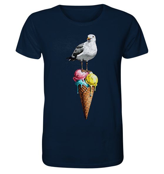 Eisdieb Freche Möwe mit Eiscreme - Herren Premium Bio Shirt - Kiebitzdelle