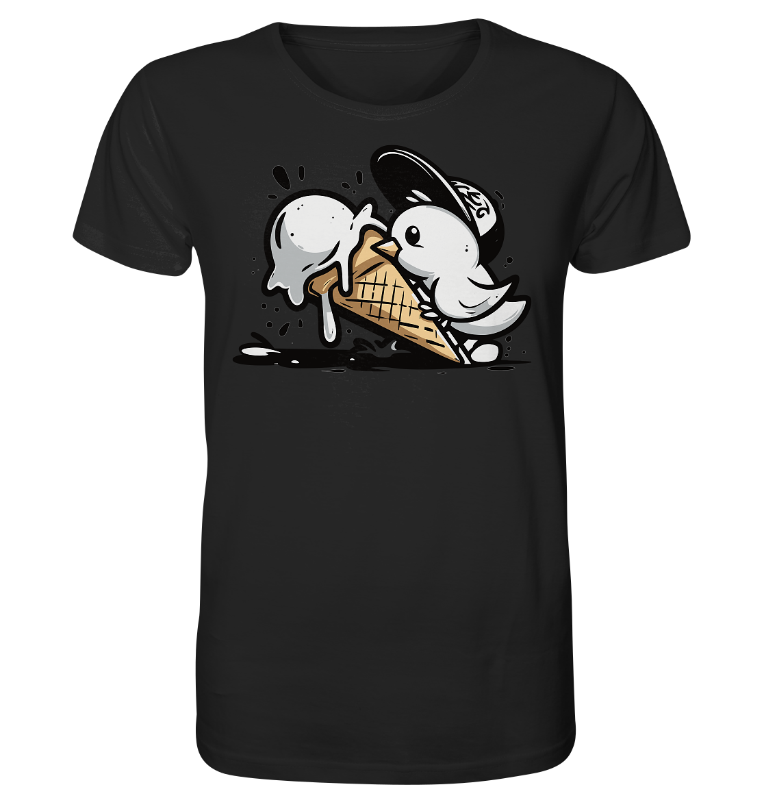Möwe Küken mit Eis Street Art - Herren Premium Bio Shirt - Kiebitzdelle