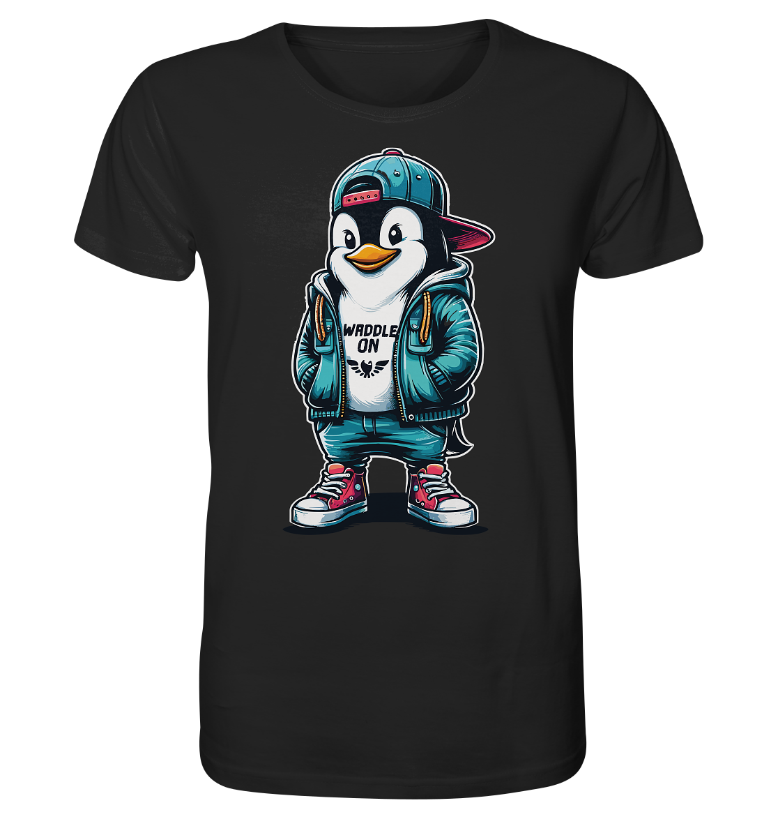 Hipster Pinguin Waddle On - Herren Premium Bio Shirt