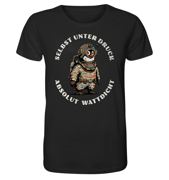 Wattdicht Pinguin Taucher mit lustigem Spruch - Herren Premium Bio Shirt - Kiebitzdelle