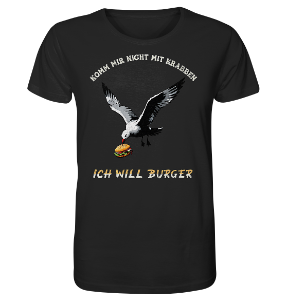 Freche Möwe will Burger statt Krabben - Herren Premium Bio Shirt - Kiebitzdelle