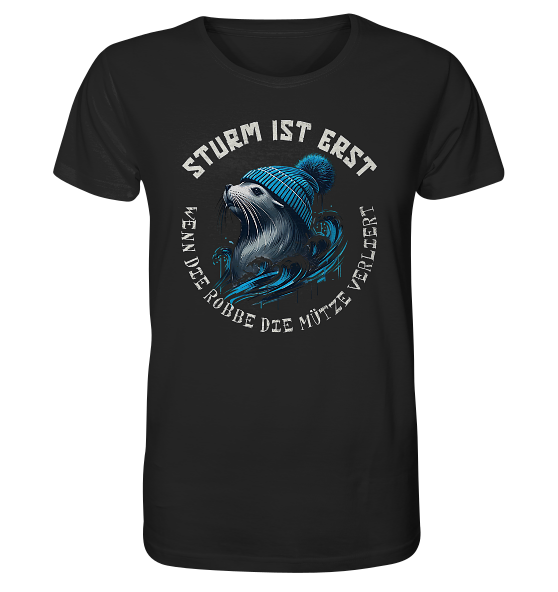 Sturm ist erst wenn die Robbe die Mütze verliert - Herren Premium Bio Shirt - Kiebitzdelle