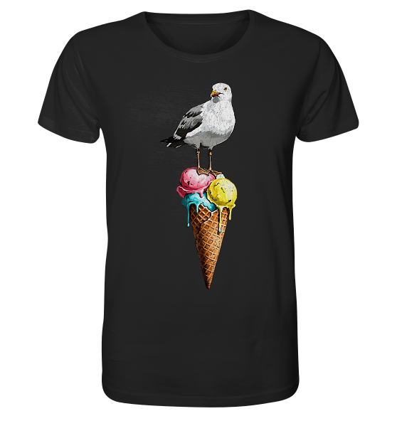 Eisdieb Freche Möwe mit Eiscreme - Herren Premium Bio Shirt - Kiebitzdelle