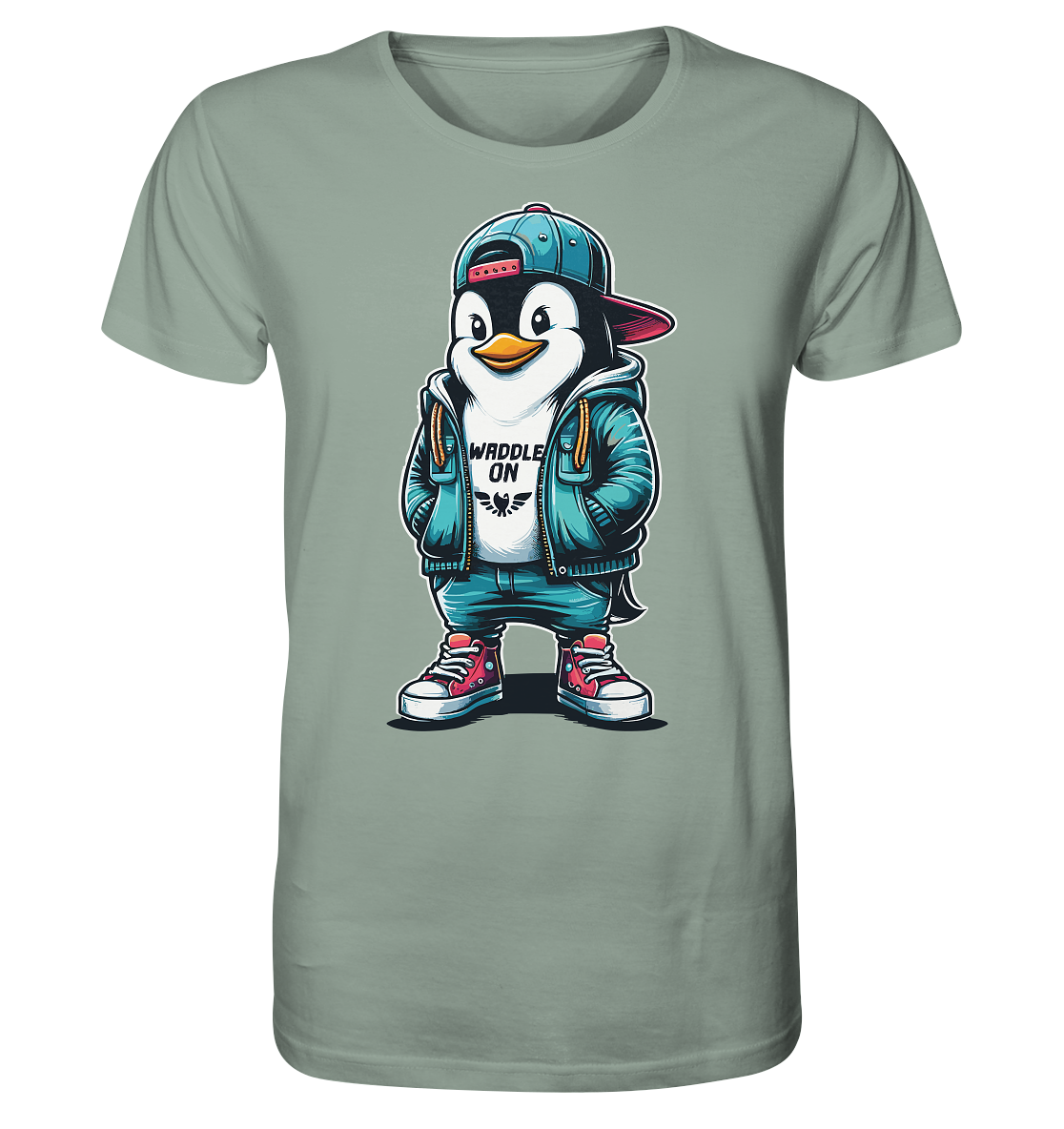 Hipster Pinguin Waddle On - Herren Premium Bio Shirt