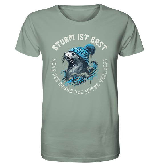 Sturm ist erst wenn die Robbe die Mütze verliert - Herren Premium Bio Shirt - Kiebitzdelle