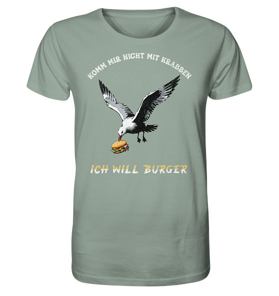 Freche Möwe will Burger statt Krabben - Herren Premium Bio Shirt - Kiebitzdelle