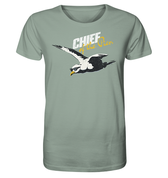 Chief of the Pier Chef Möwe mit Sonnenbrille - Herren Premium Bio Shirt - Kiebitzdelle
