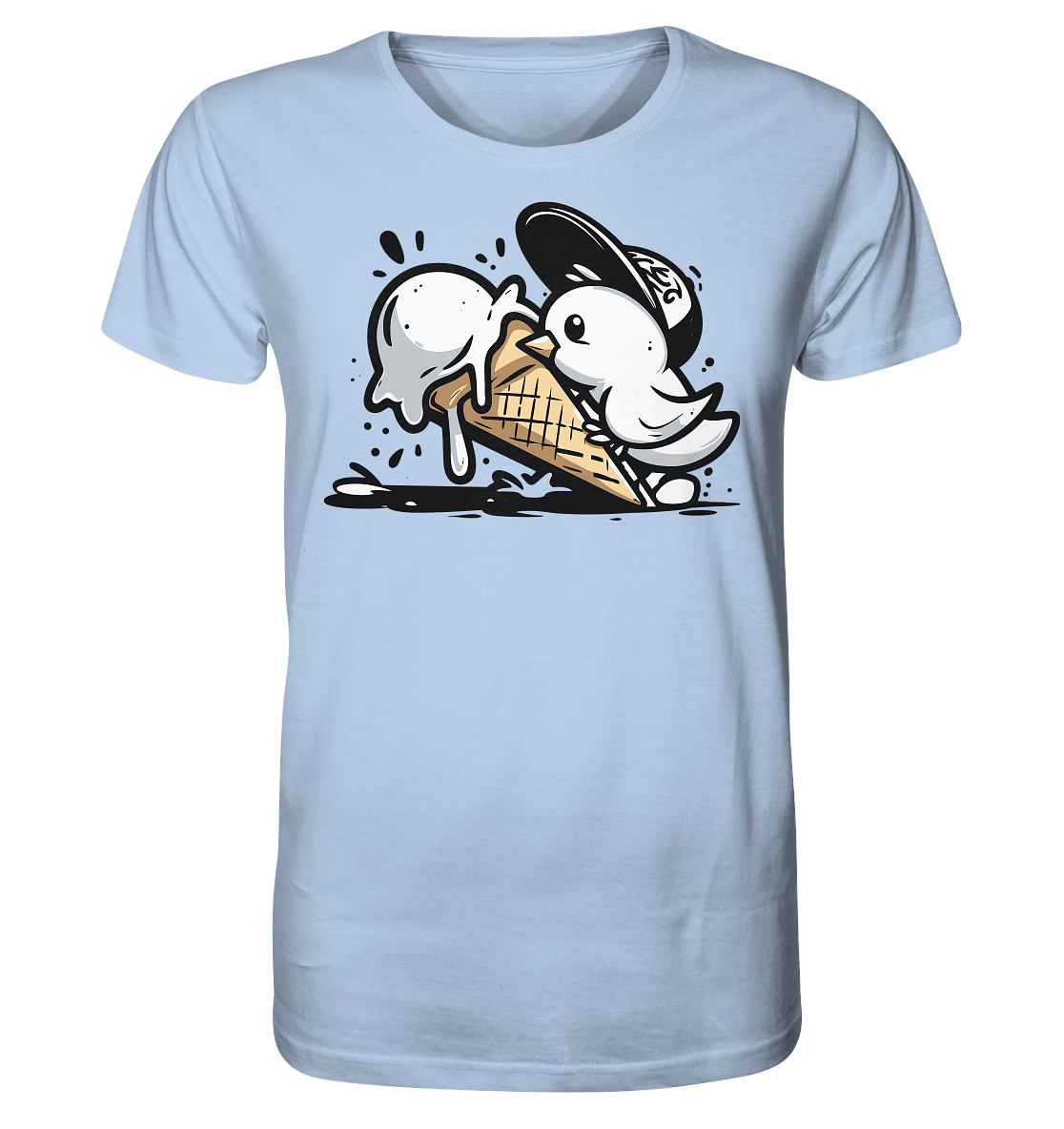 Möwe Küken mit Eis Street Art - Herren Premium Bio Shirt - Kiebitzdelle