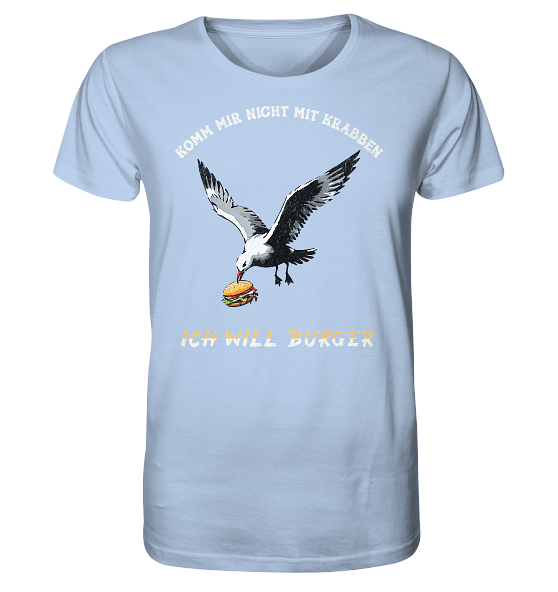 Freche Möwe will Burger statt Krabben - Herren Premium Bio Shirt - Kiebitzdelle