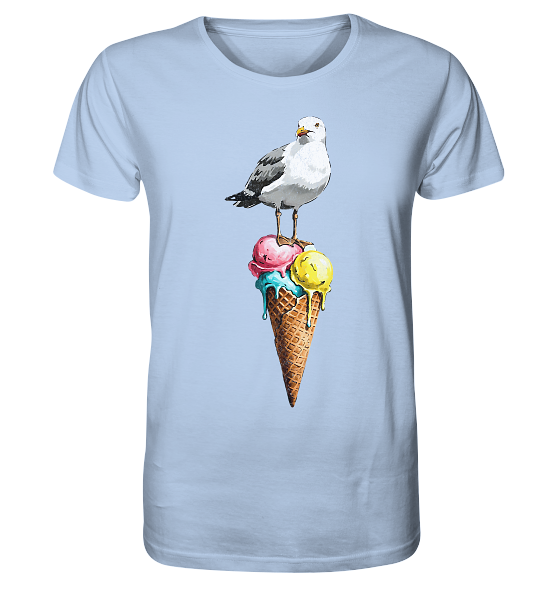 Eisdieb Freche Möwe mit Eiscreme - Herren Premium Bio Shirt - Kiebitzdelle