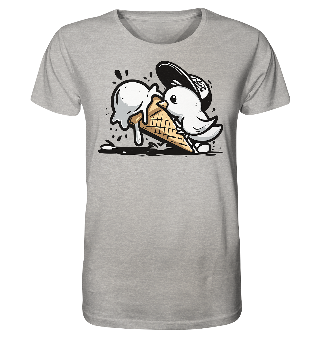 Möwe Küken mit Eis Street Art - Herren Premium Bio Shirt - Kiebitzdelle