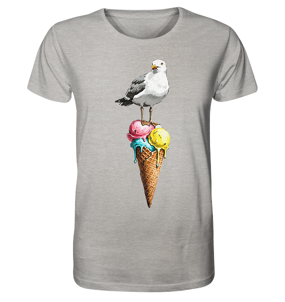 Eisdieb Freche Möwe mit Eiscreme - Herren Premium Bio Shirt - Kiebitzdelle