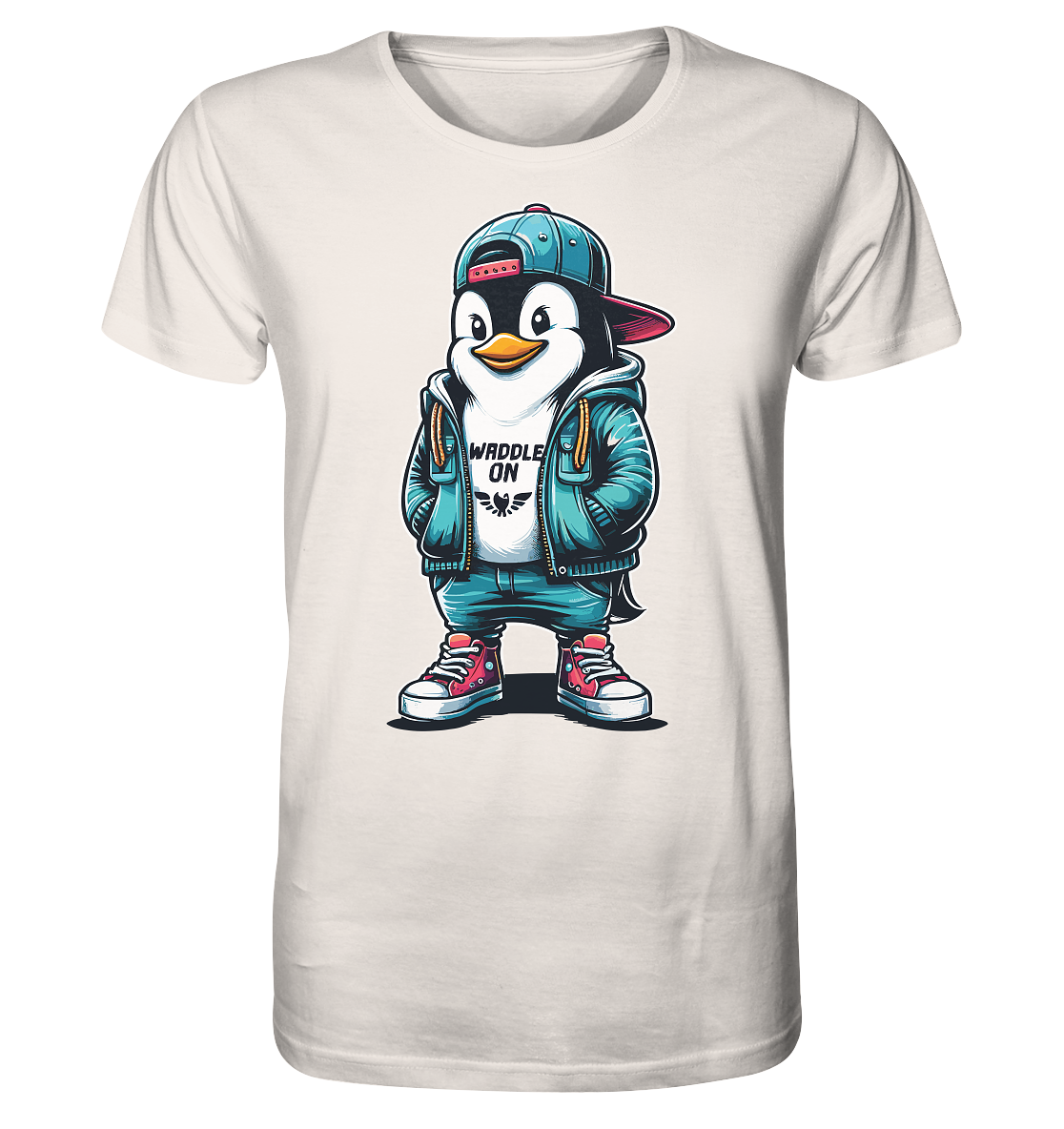 Hipster Pinguin Waddle On - Herren Premium Bio Shirt