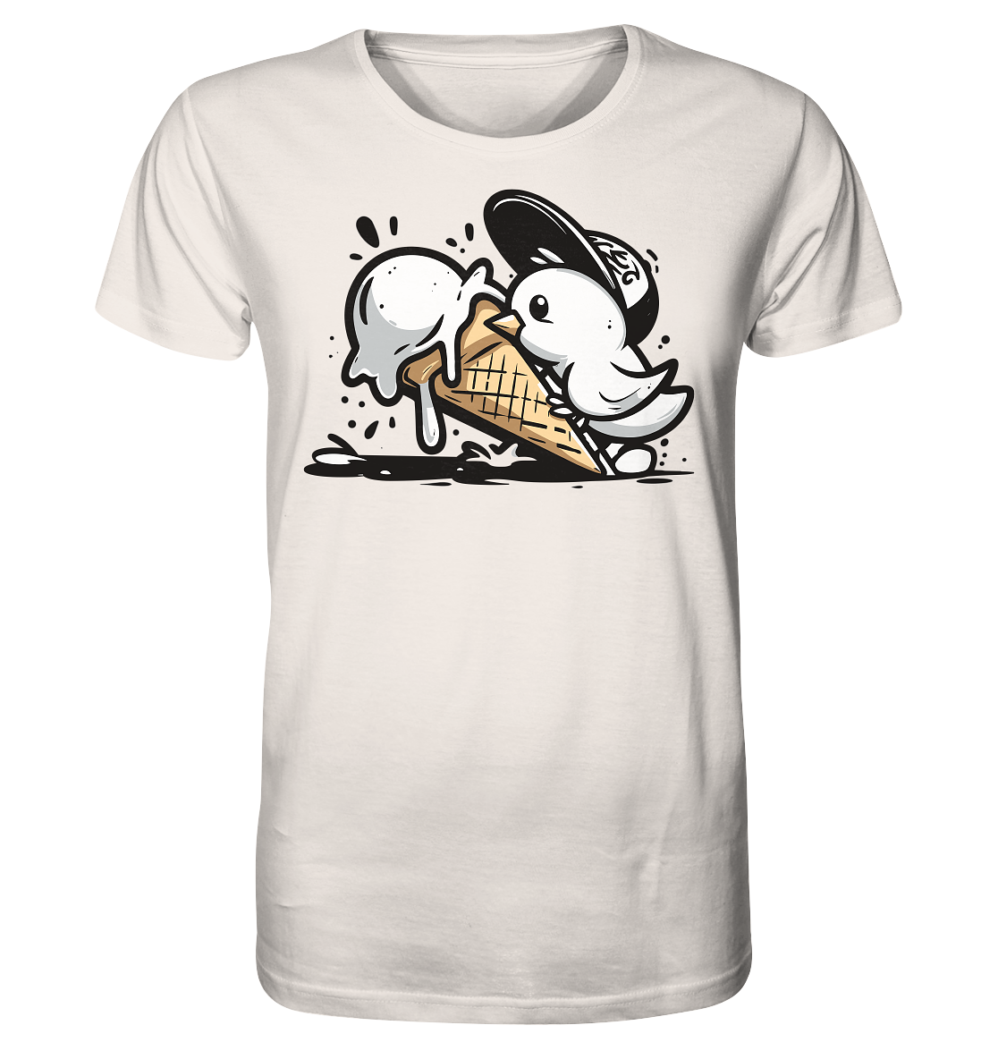Möwe Küken mit Eis Street Art - Herren Premium Bio Shirt - Kiebitzdelle