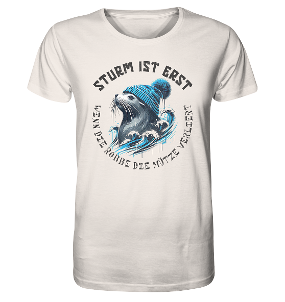 Sturm ist erst wenn die Robbe die Mütze verliert - Herren Premium Bio Shirt - Kiebitzdelle