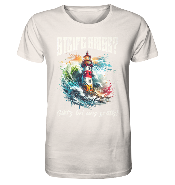Steife Brise gibt’s bei uns gratis Leuchtturm Spruch - Herren Premium Bio Shirt - Kiebitzdelle