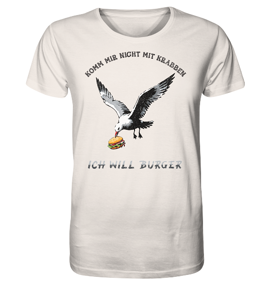 Freche Möwe will Burger statt Krabben - Herren Premium Bio Shirt - Kiebitzdelle