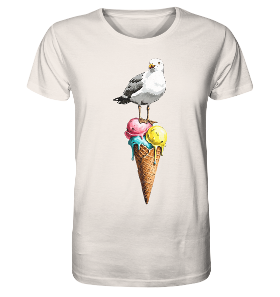 Eisdieb Freche Möwe mit Eiscreme - Herren Premium Bio Shirt - Kiebitzdelle