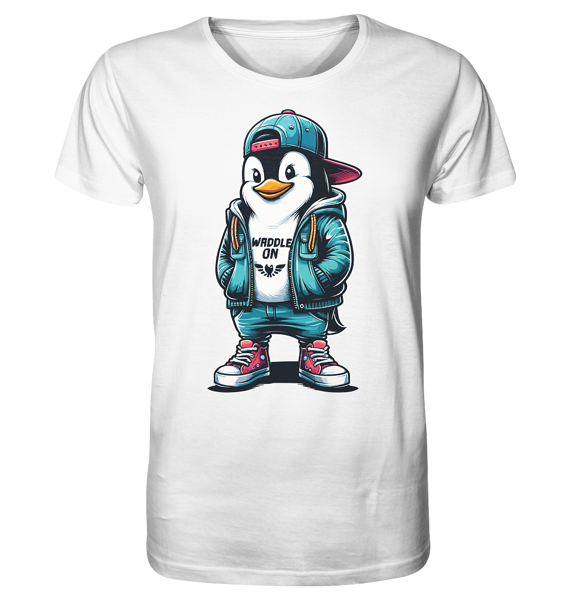 Hipster Pinguin Waddle On - Herren Premium Bio Shirt