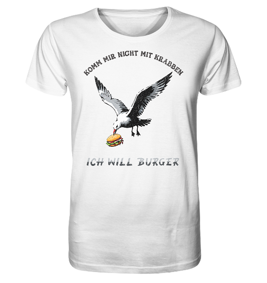Freche Möwe will Burger statt Krabben - Herren Premium Bio Shirt