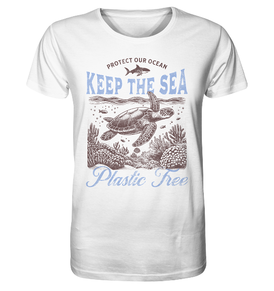 Keep the Sea Plastic Free Umweltschutz Spruch - Herren Premium Bio Shirt
