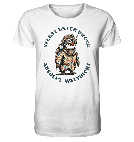 Wattdicht Pinguin Taucher mit lustigem Spruch - Herren Premium Bio Shirt - Kiebitzdelle