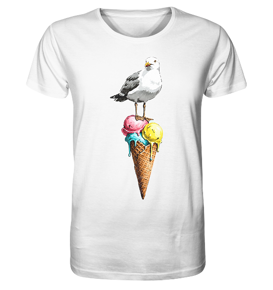 Eisdieb Freche Möwe mit Eiscreme - Herren Premium Bio Shirt - Kiebitzdelle