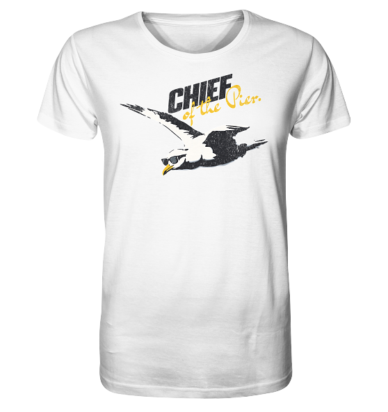 Chief of the Pier Chef Möwe mit Sonnenbrille - Herren Premium Bio Shirt - Kiebitzdelle
