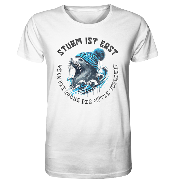 Sturm ist erst wenn die Robbe die Mütze verliert - Herren Premium Bio Shirt - Kiebitzdelle