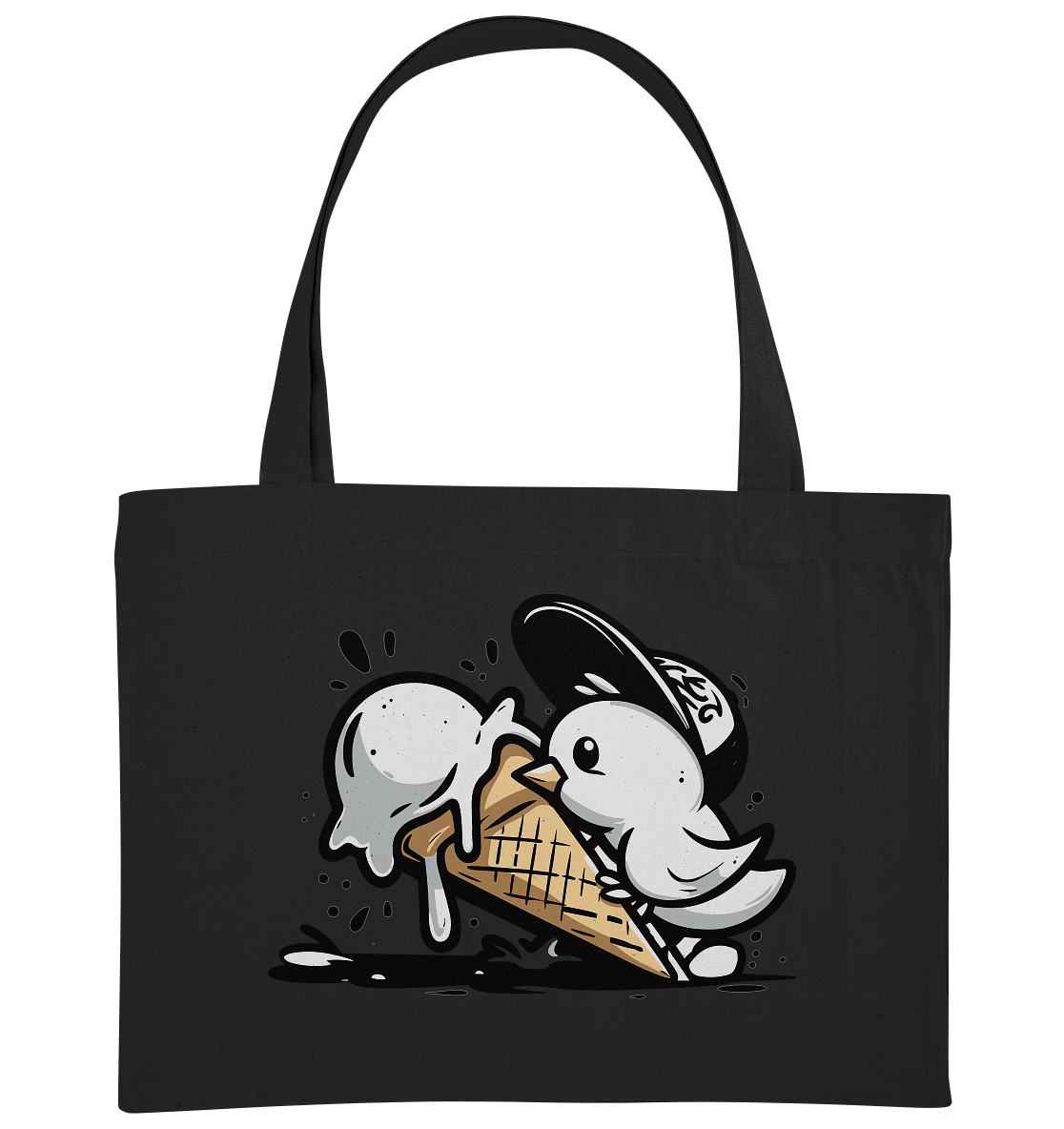 Möwe Küken mit Eis Street Art - Bio Einkaufstasche