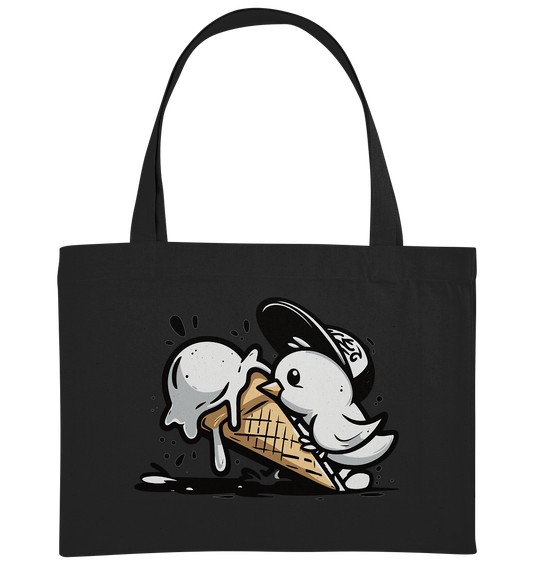 Möwe Küken mit Eis Street Art - Bio Einkaufstasche