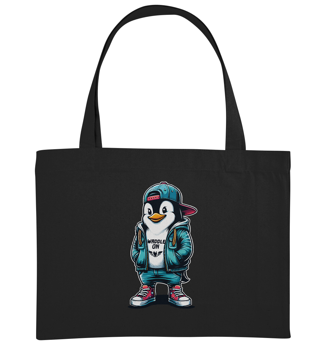 Hipster Pinguin Waddle On - Bio Einkaufstasche