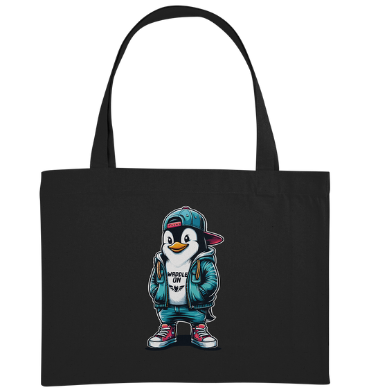 Hipster Pinguin Waddle On - Bio Einkaufstasche