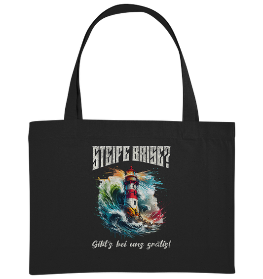 Steife Brise gibt’s bei uns gratis Leuchtturm Spruch - Bio Einkaufstasche