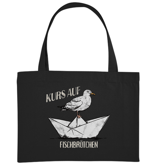 Kurs auf Fischbrötchen Papierschiff Möwe - Bio Einkaufstasche