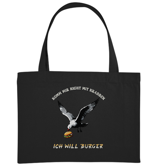 Freche Möwe will Burger statt Krabben - Bio Einkaufstasche