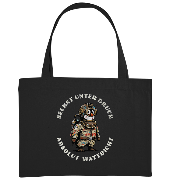 Wattdicht Pinguin Taucher mit lustigem Spruch - Bio Einkaufstasche