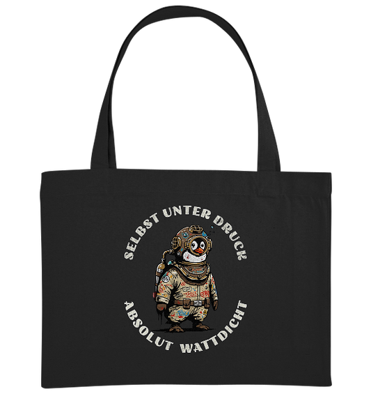 Wattdicht Pinguin Taucher mit lustigem Spruch - Bio Einkaufstasche