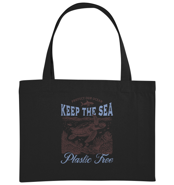 Keep the Sea Plastic Free Umweltschutz Spruch - Bio Einkaufstasche