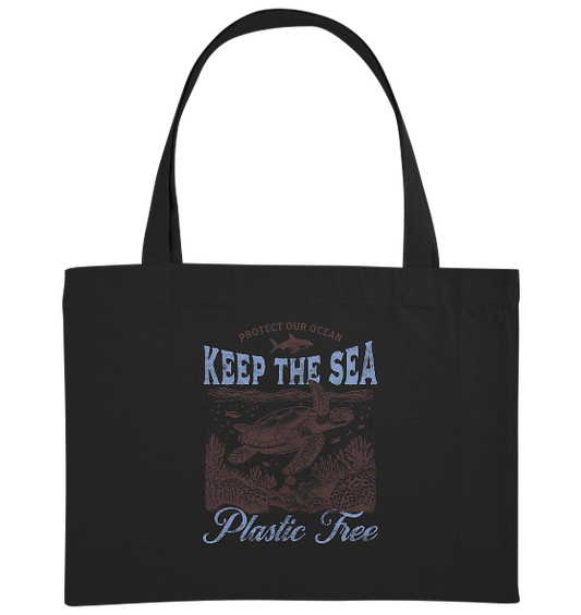Keep the Sea Plastic Free Umweltschutz Spruch - Bio Einkaufstasche