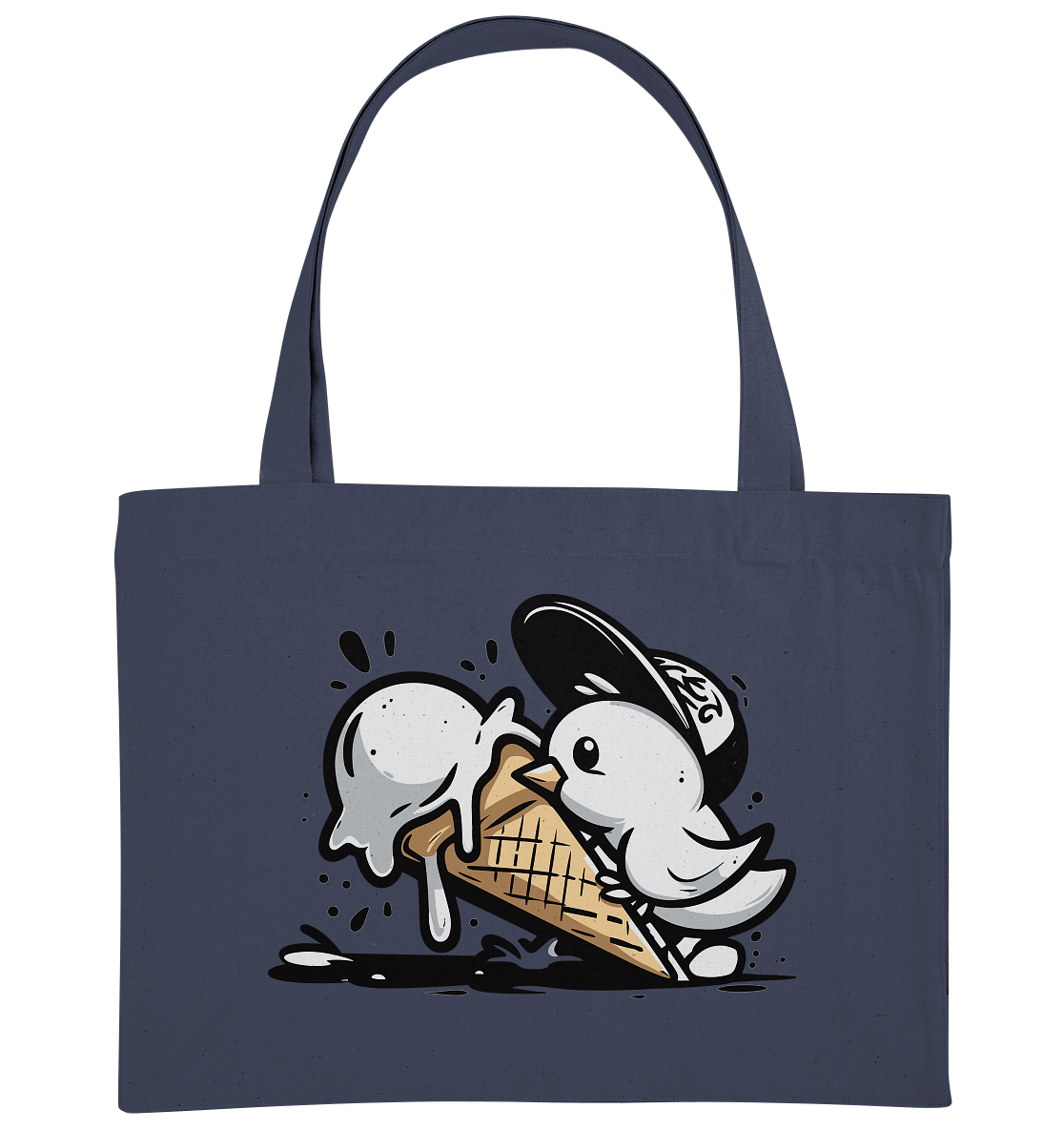 Möwe Küken mit Eis Street Art - Bio Einkaufstasche
