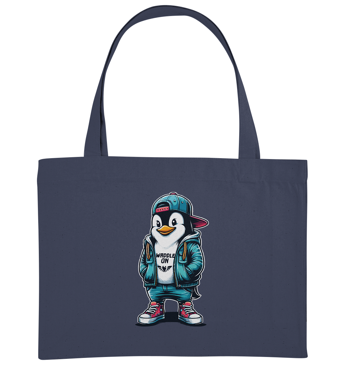 Hipster Pinguin Waddle On - Bio Einkaufstasche