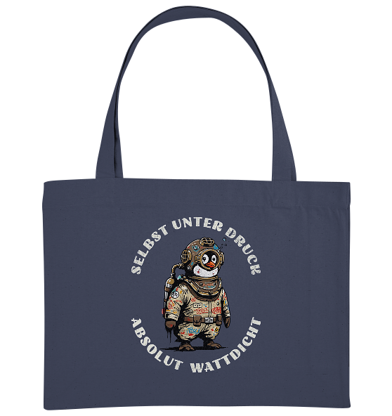 Wattdicht Pinguin Taucher mit lustigem Spruch - Bio Einkaufstasche